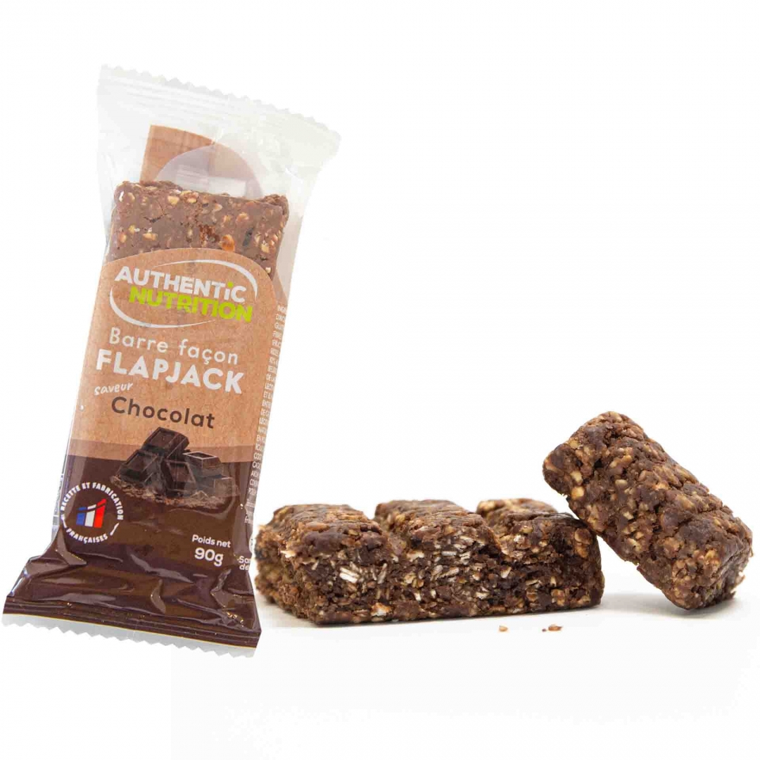 Barre énergétique flapjack Authentic Nutrition au chocolat